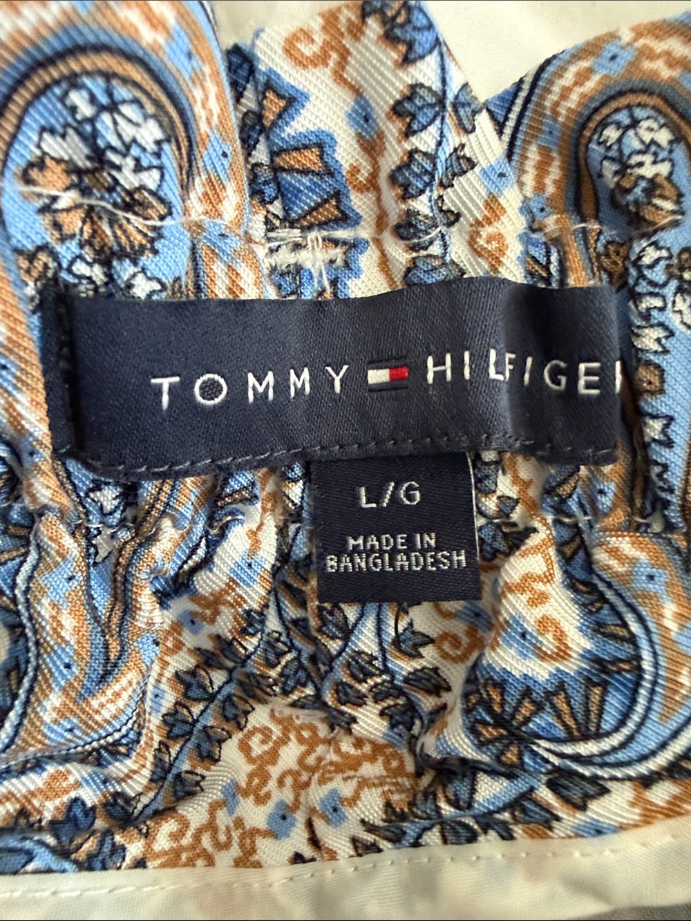 Tommy Hilfiger Blue and Tan Paisley Pull-On Pants - Picture 2 of 5